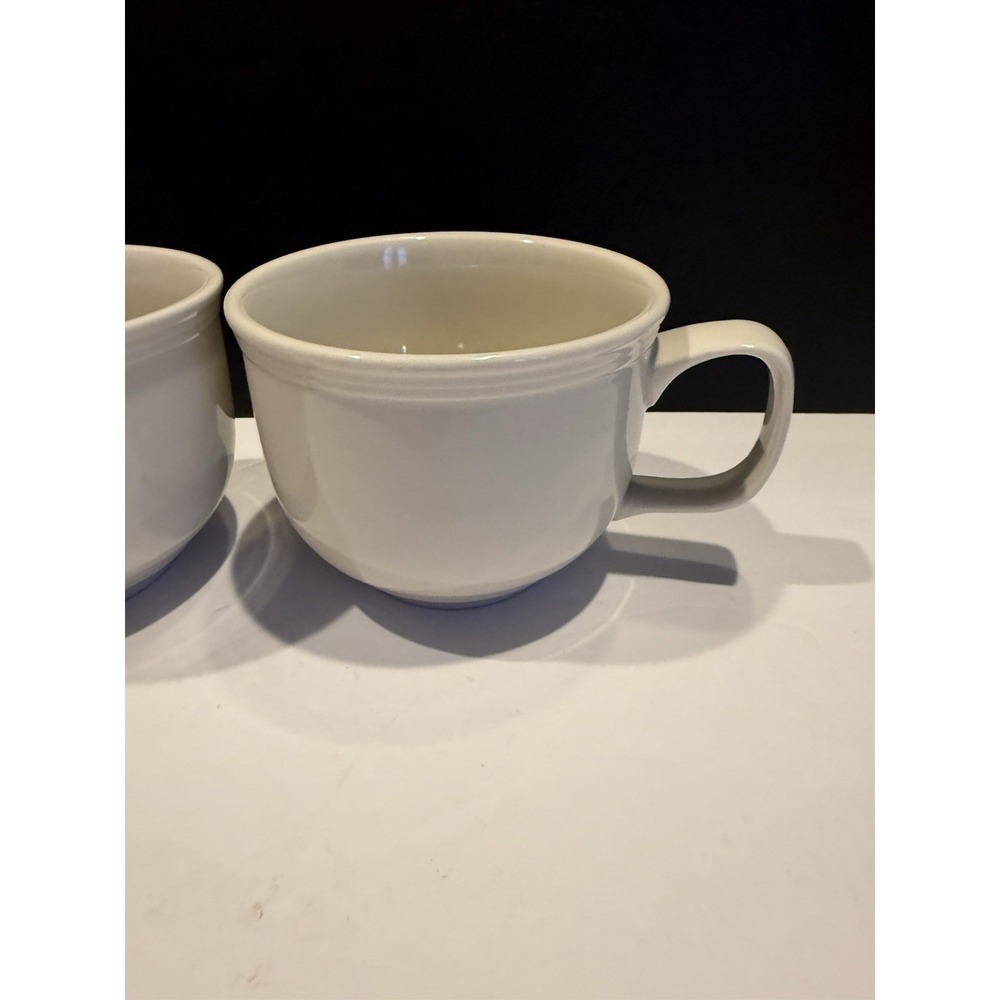 Fishs Eddy White Coffee Mugs Set of 2 Oversized 4" Restaurant Ware Cups - Picture 3 of 7